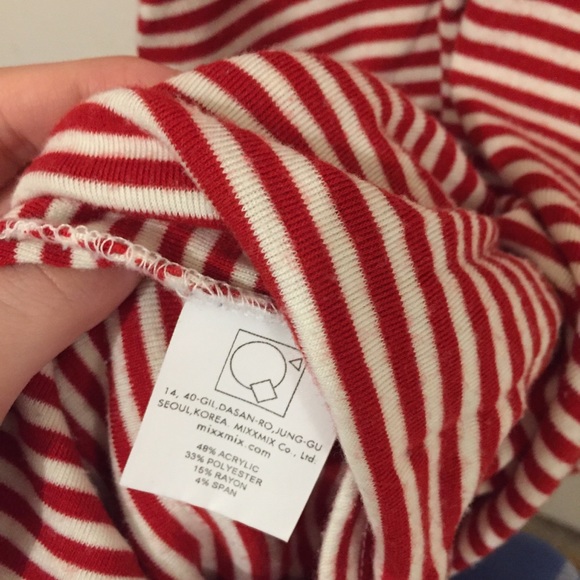 Mixxmix Korea 365BASIC red and white striped tee - Picture 7 of 11